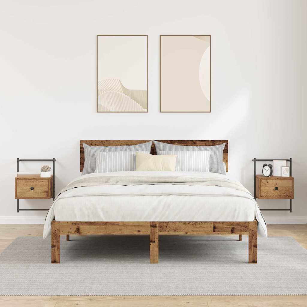 Noptiera 2 pcs Lemn Vechi 35 x 30 x 51 cm Lemn compozit — imaginea 5