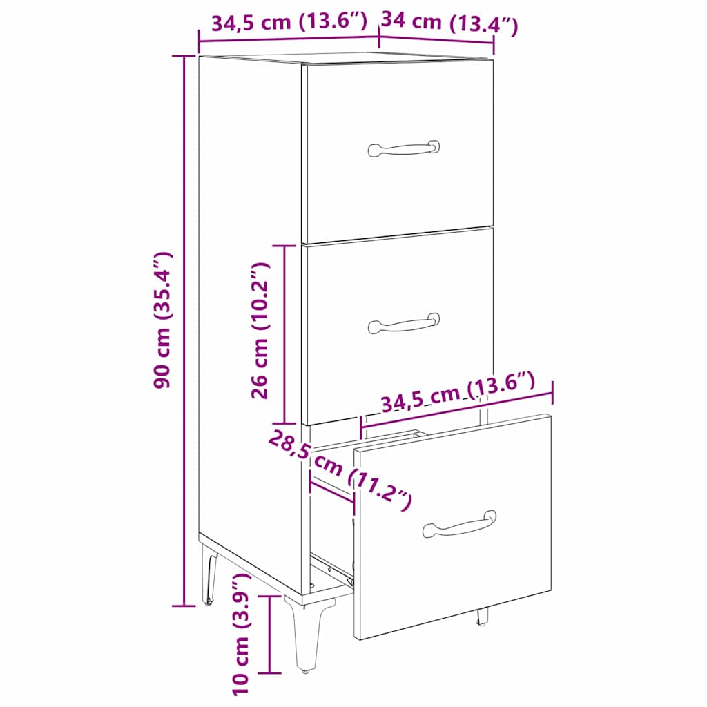 Bufet Stejar Artizanal 34,5 x 34 x 90 cm Lemn compozit — imaginea 11
