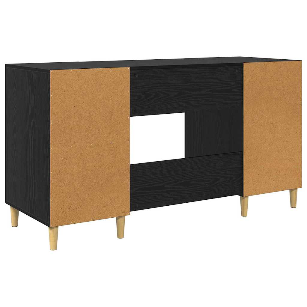 Birou cu raft Stejar Negru 140 x 50 x 75 cm Lemn compozit — imaginea 9