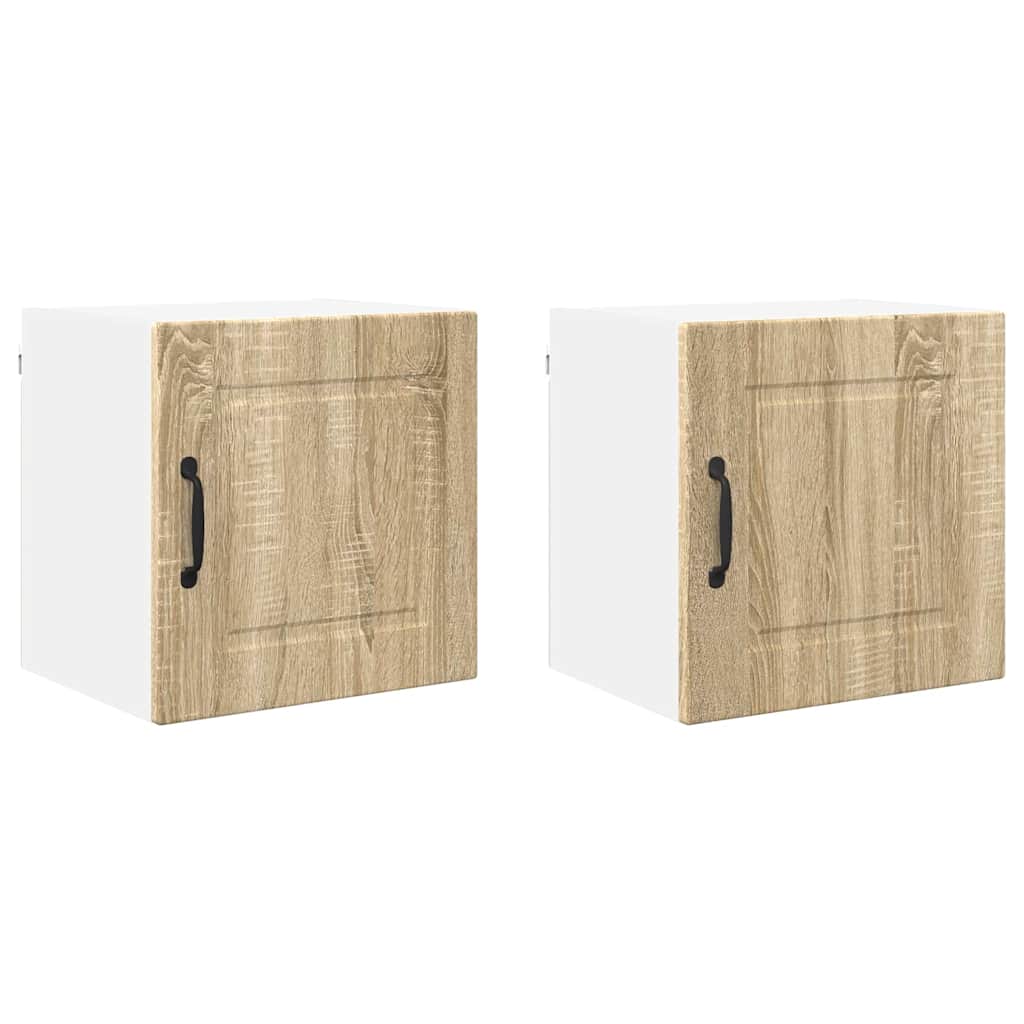 Dulap suspendat de bucatarie cu raft cu usa 2 pcs Stejar Sonoma