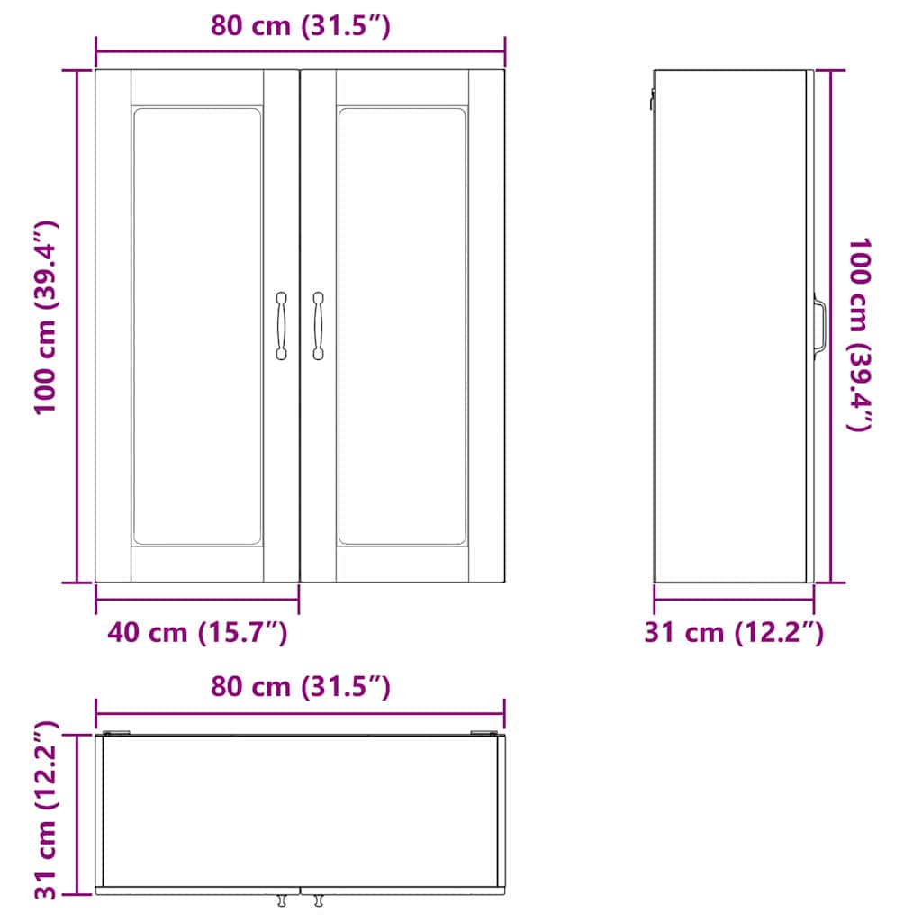 Dulap suspendat de bucatarie Stejar Sonoma 80 x 31 x 100 cm — imaginea 12