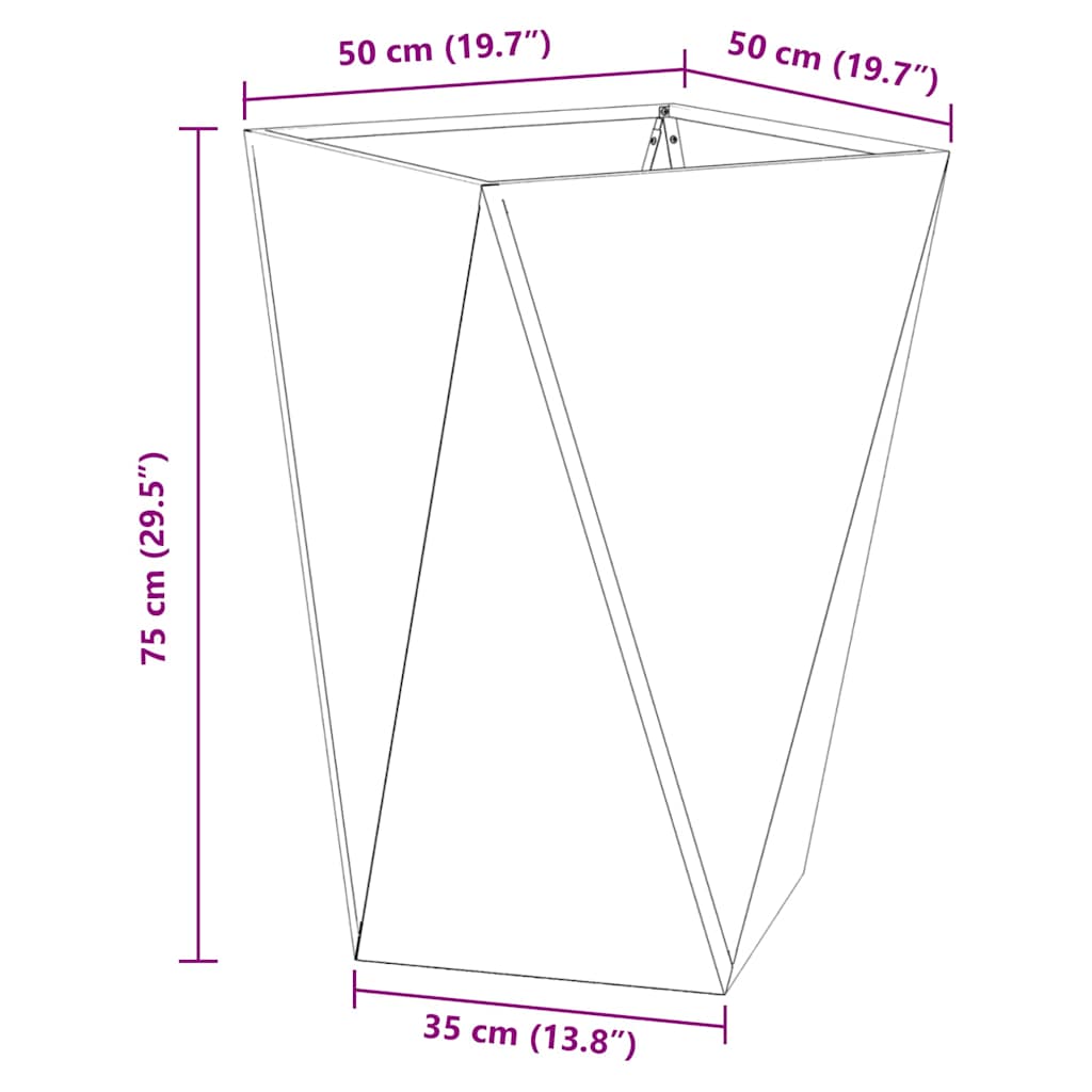 Jardiniera 2 pcs Ruginit 50 x 50 x 75 cm — imaginea 12