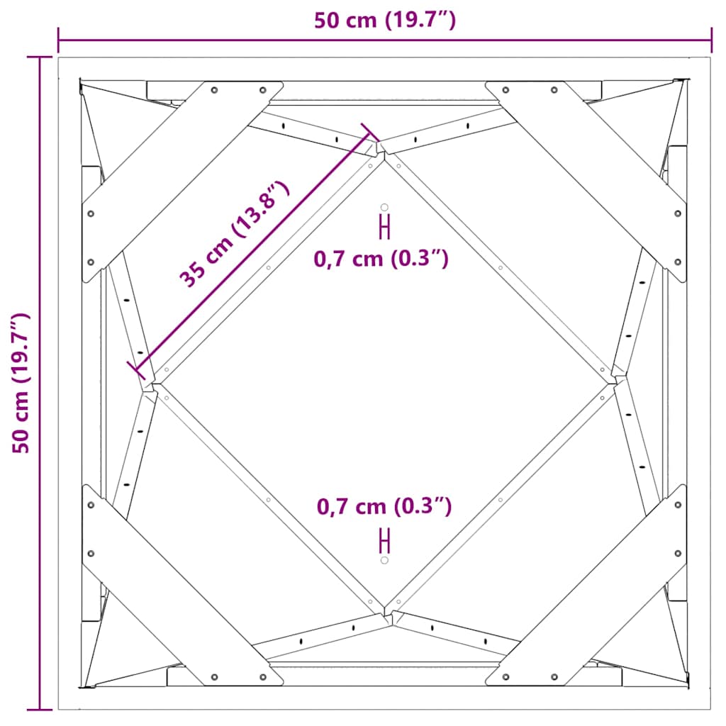 Jardiniera 2 pcs Ruginit 50 x 50 x 75 cm — imaginea 13