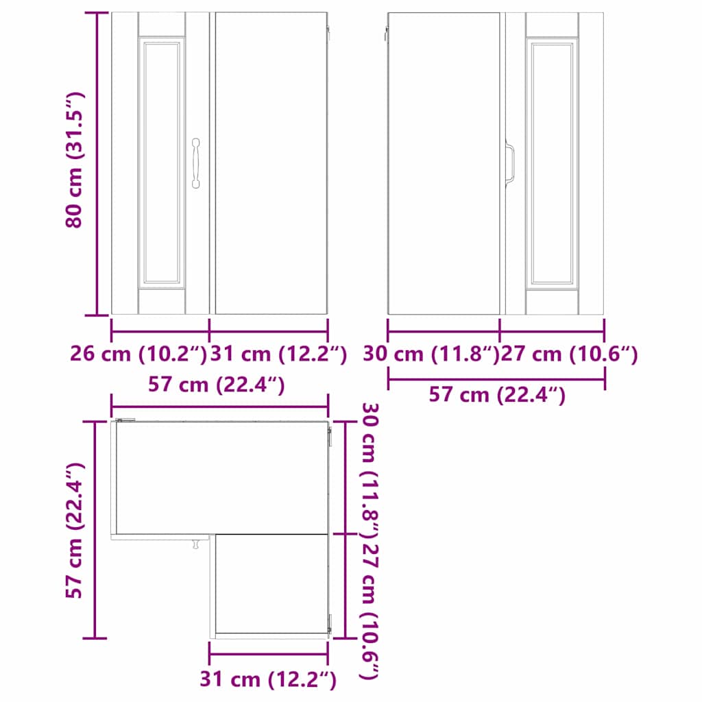 Dulap suspendat de bucatarie cu raft Alb lucios 57 x 57 x 80 cm — imaginea 13