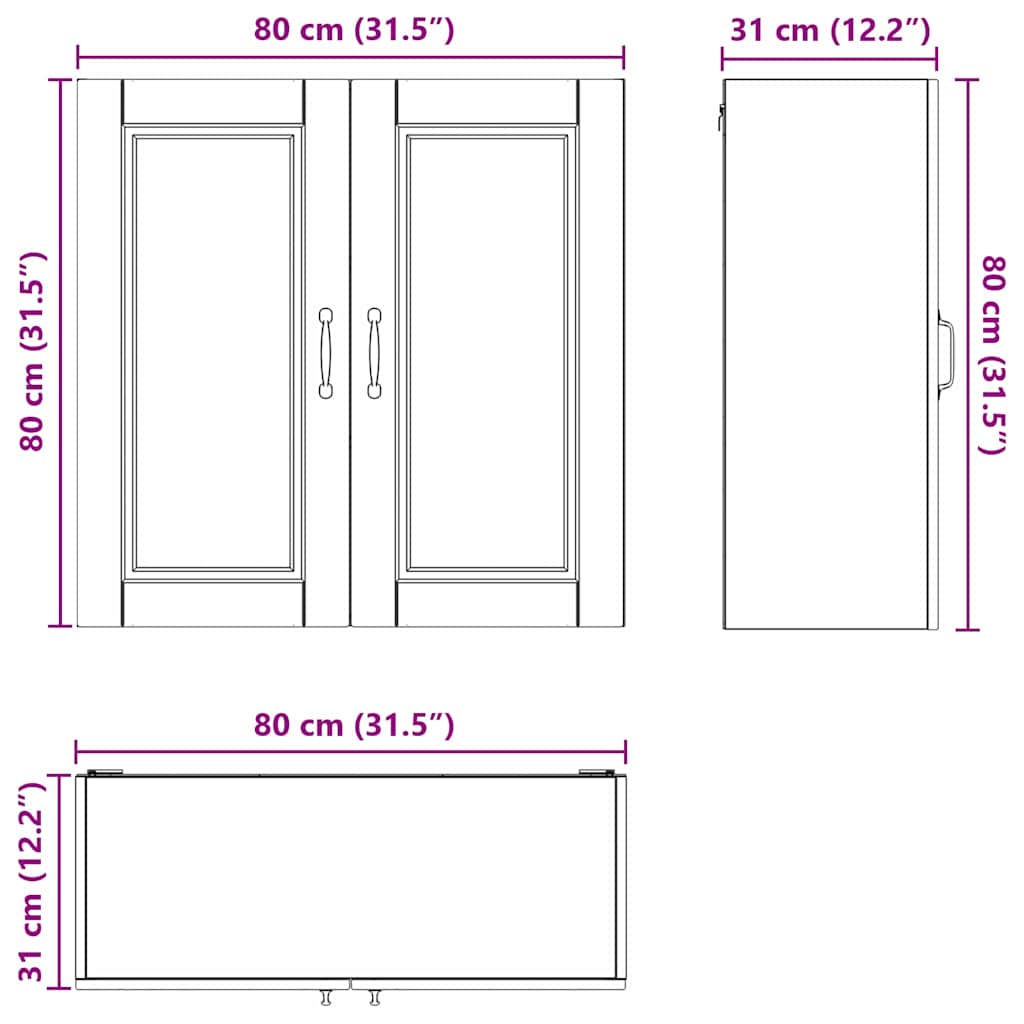 Dulap suspendat de bucatarie cu raft Gri Sonoma 80 x 31 x 80 cm — imaginea 12