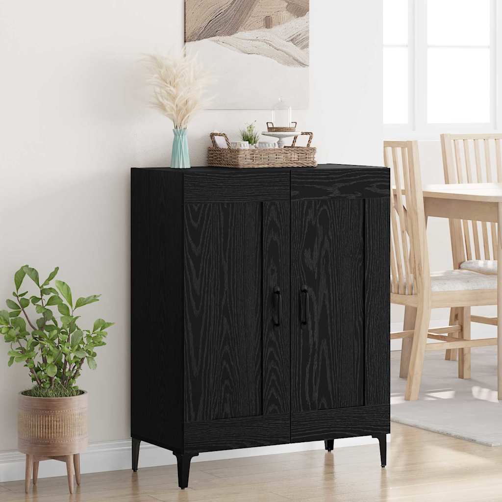 Bufet Stejar Negru 69,5 x 34 x 90 cm Lemn compozit — imaginea 2