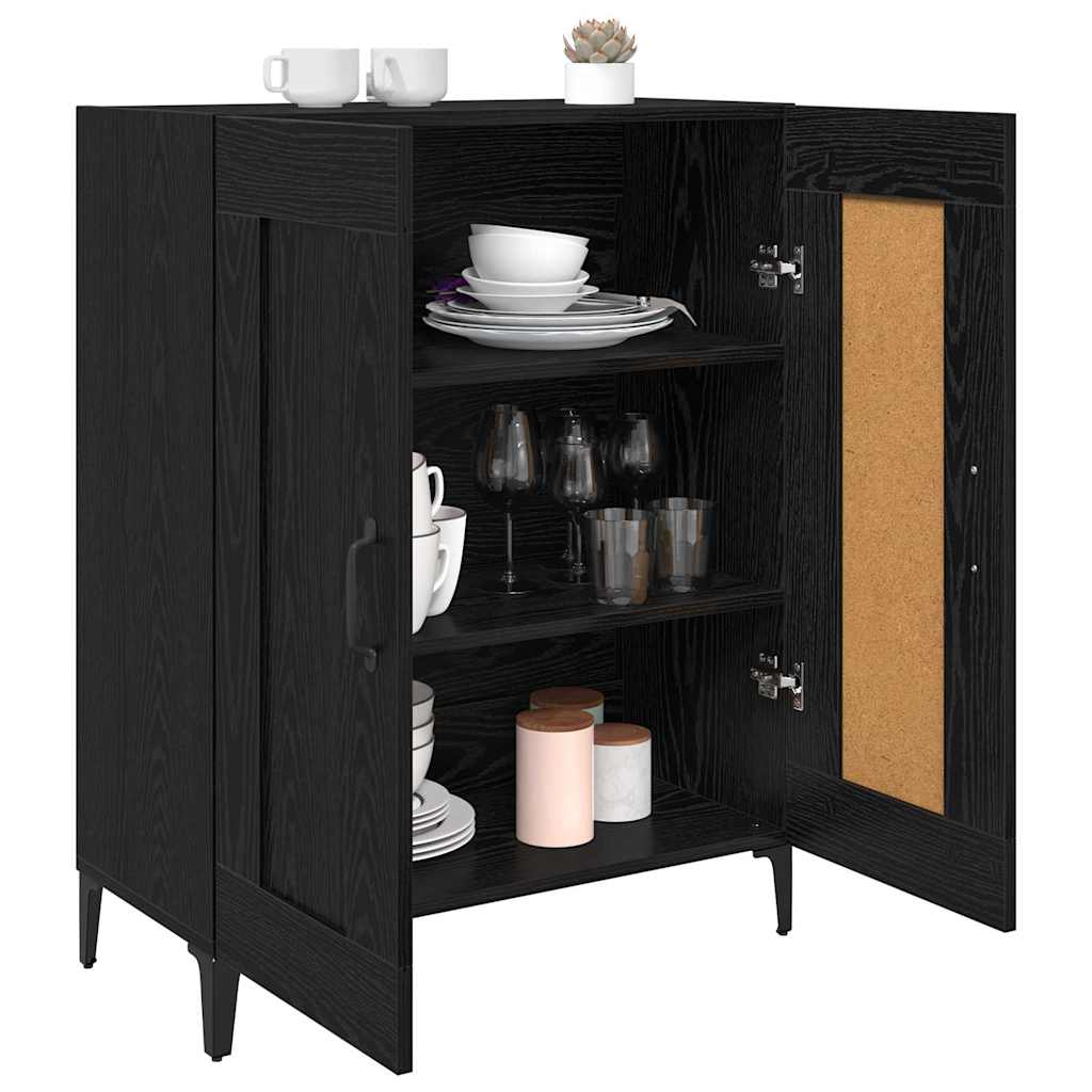 Bufet Stejar Negru 69,5 x 34 x 90 cm Lemn compozit — imaginea 4