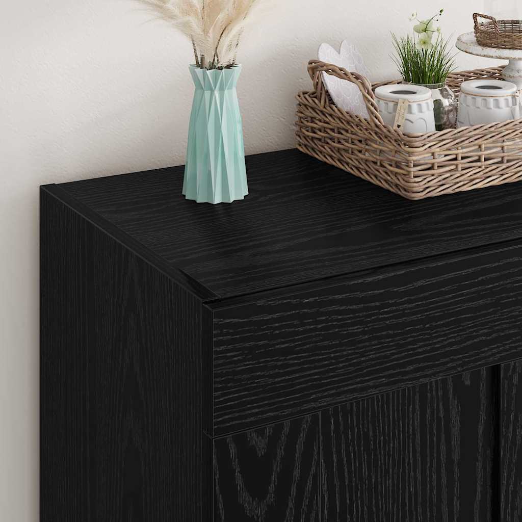 Bufet Stejar Negru 69,5 x 34 x 90 cm Lemn compozit — imaginea 5