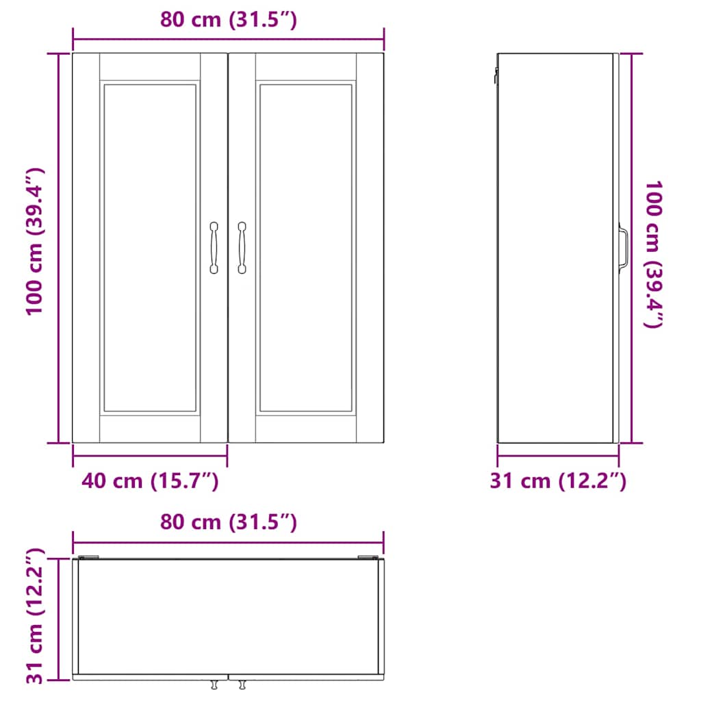 Dulap suspendat de bucatarie cu usa Gri Sonoma 80 x 31 x 100 cm — imaginea 12