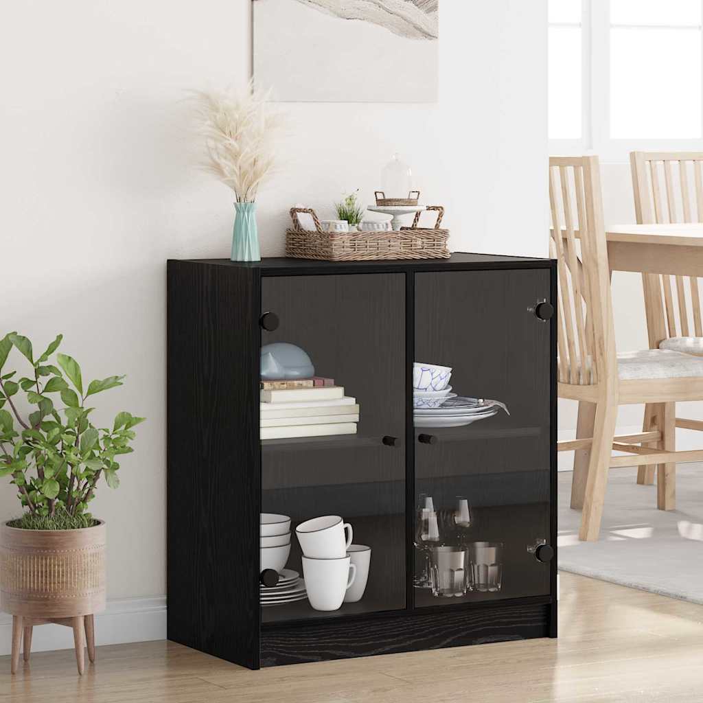 Dulap lateral Stejar Negru 68 x 37 x 75,5 cm Lemn compozit — imaginea 2