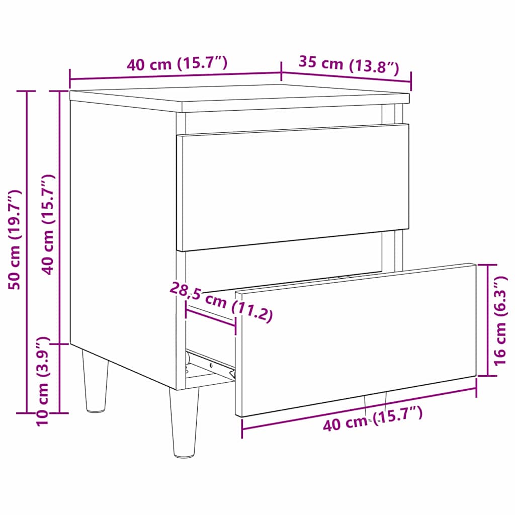 Dulapuri de pat cu sertar 2 pcs Stejar Negru 40 x 35 x 50 cm — imaginea 12