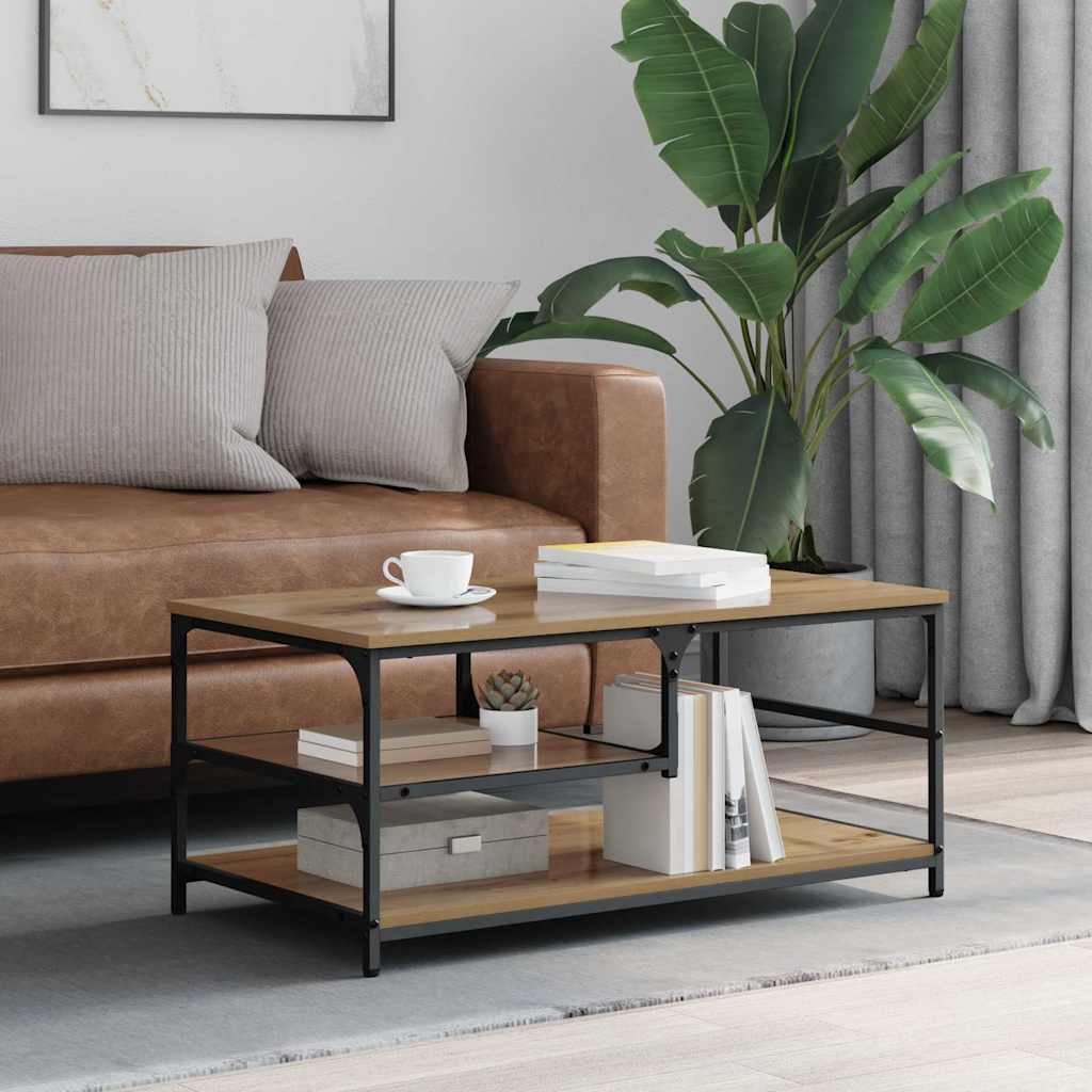 Masa de cafea Stejar Artizanal 90 x 49 x 40 cm Lemn compozit — imaginea 2