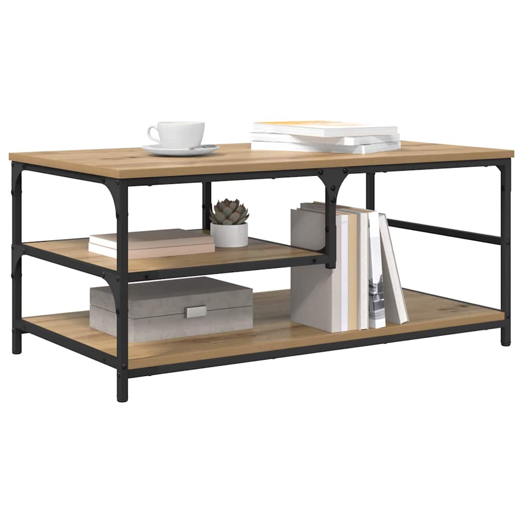 Masa de cafea Stejar Artizanal 90 x 49 x 40 cm Lemn compozit — imaginea 4