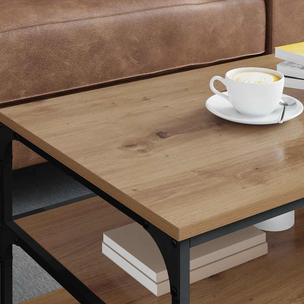 Masa de cafea Stejar Artizanal 90 x 49 x 40 cm Lemn compozit — imaginea 5