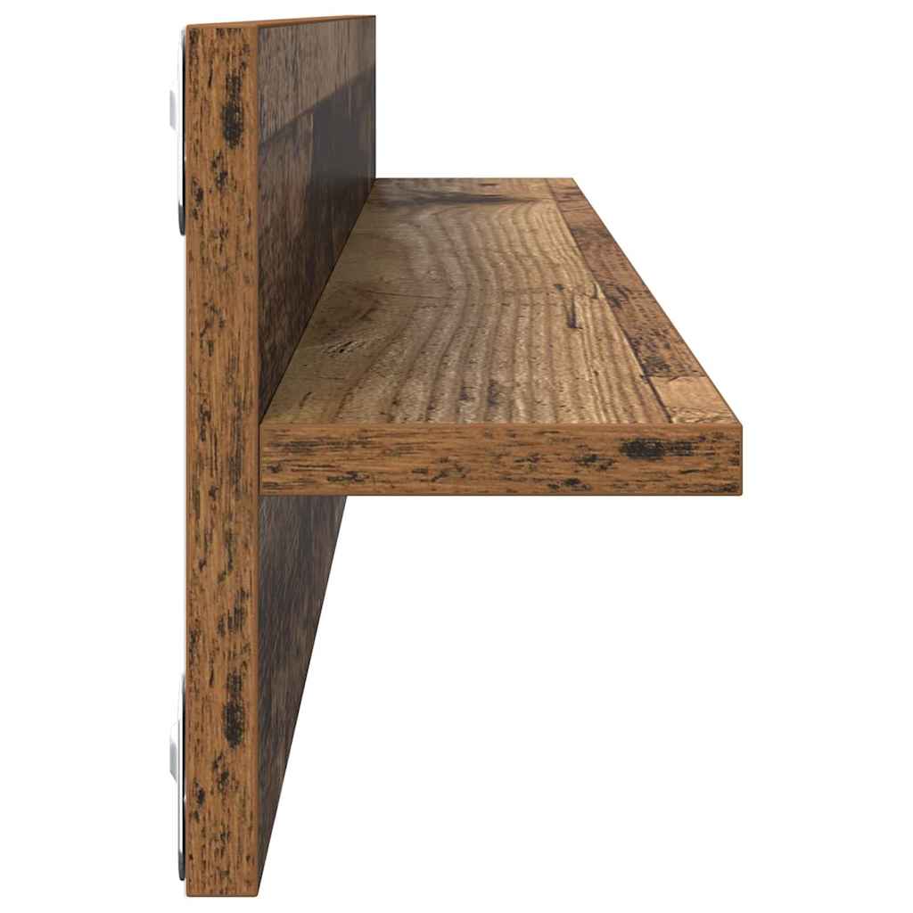Semele de perete cu raft 4 pcs Lemn Vechi 80 x 11,5 x 18 cm — imaginea 8