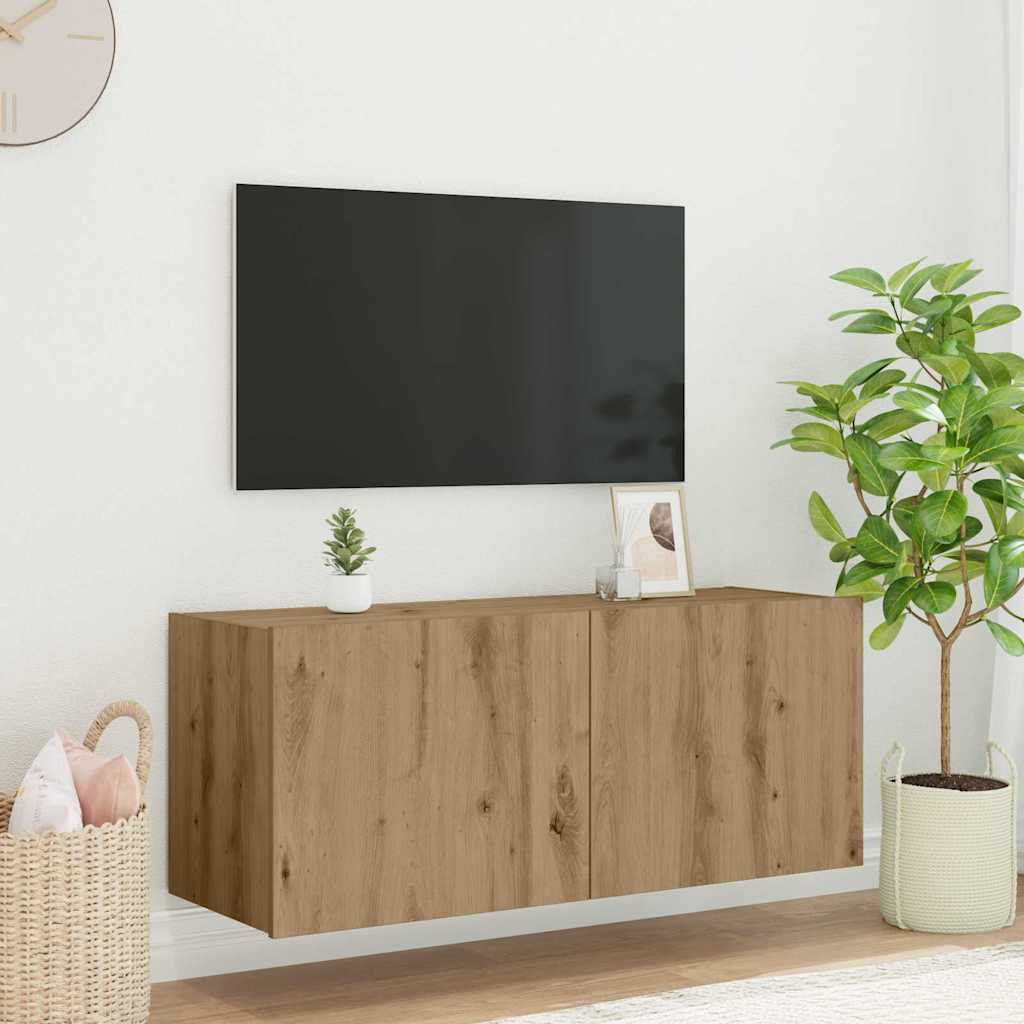 Dulap TV de perete Pe perete Stejar Artizanal 100 x 35 x 41 cm — imaginea 2