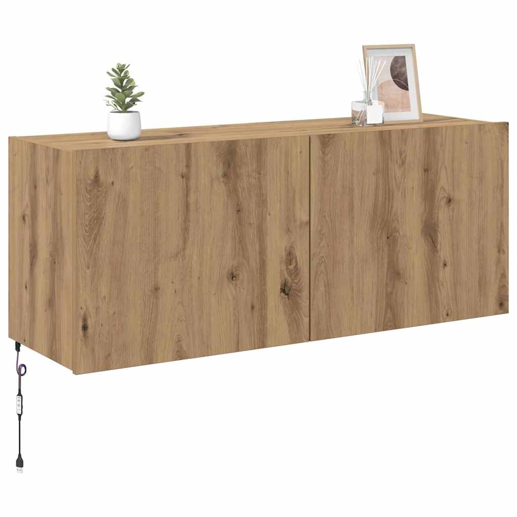Dulap TV de perete Pe perete Stejar Artizanal 100 x 35 x 41 cm — imaginea 4