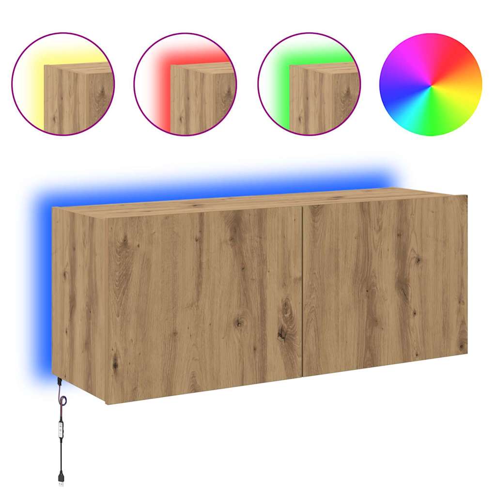 Dulap TV de perete Pe perete Stejar Artizanal 100 x 35 x 41 cm — imaginea 5