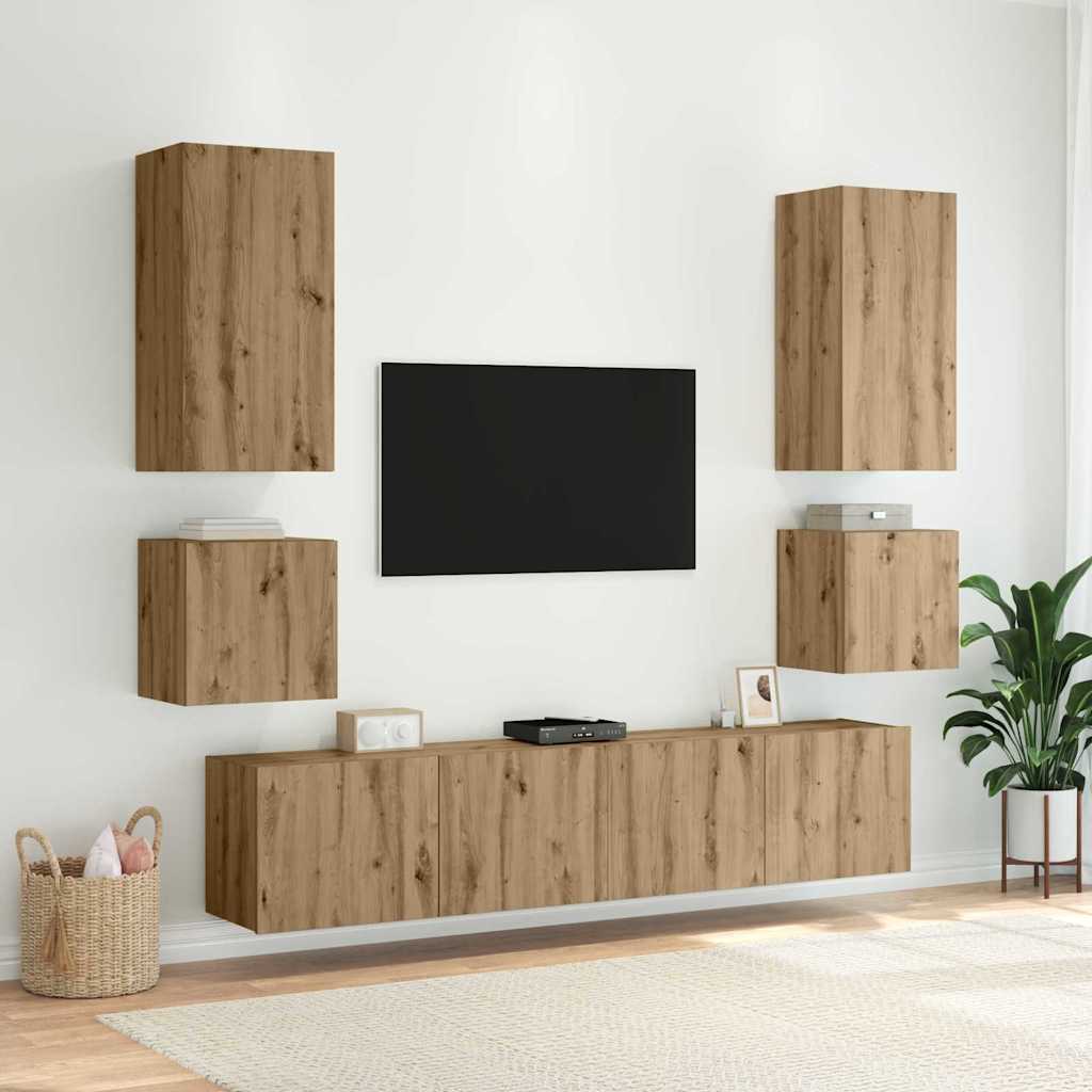 Dulap TV de perete Pe perete Stejar Artizanal 100 x 35 x 41 cm — imaginea 7