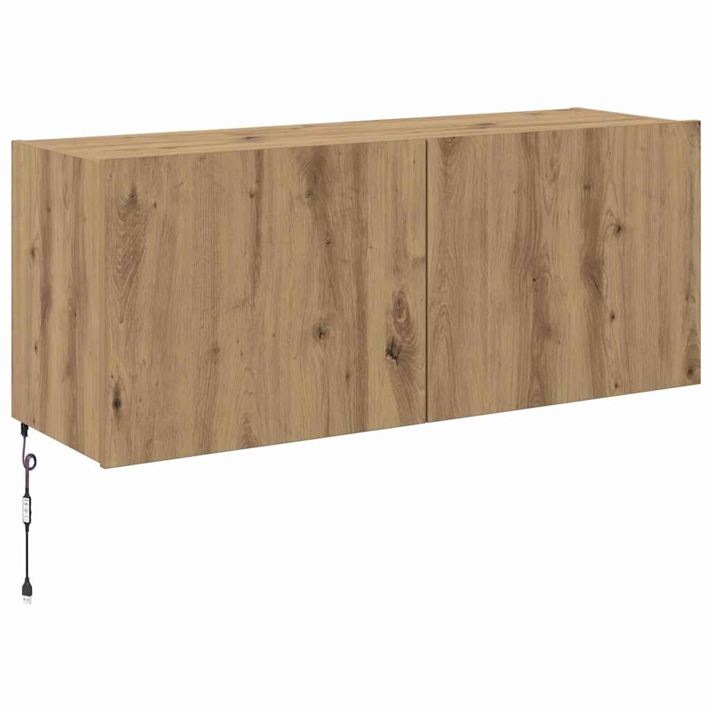 Dulap TV de perete Pe perete Stejar Artizanal 100 x 35 x 41 cm — imaginea 8