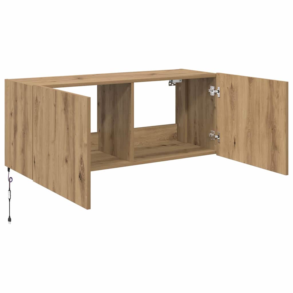 Dulap TV de perete Pe perete Stejar Artizanal 100 x 35 x 41 cm — imaginea 9