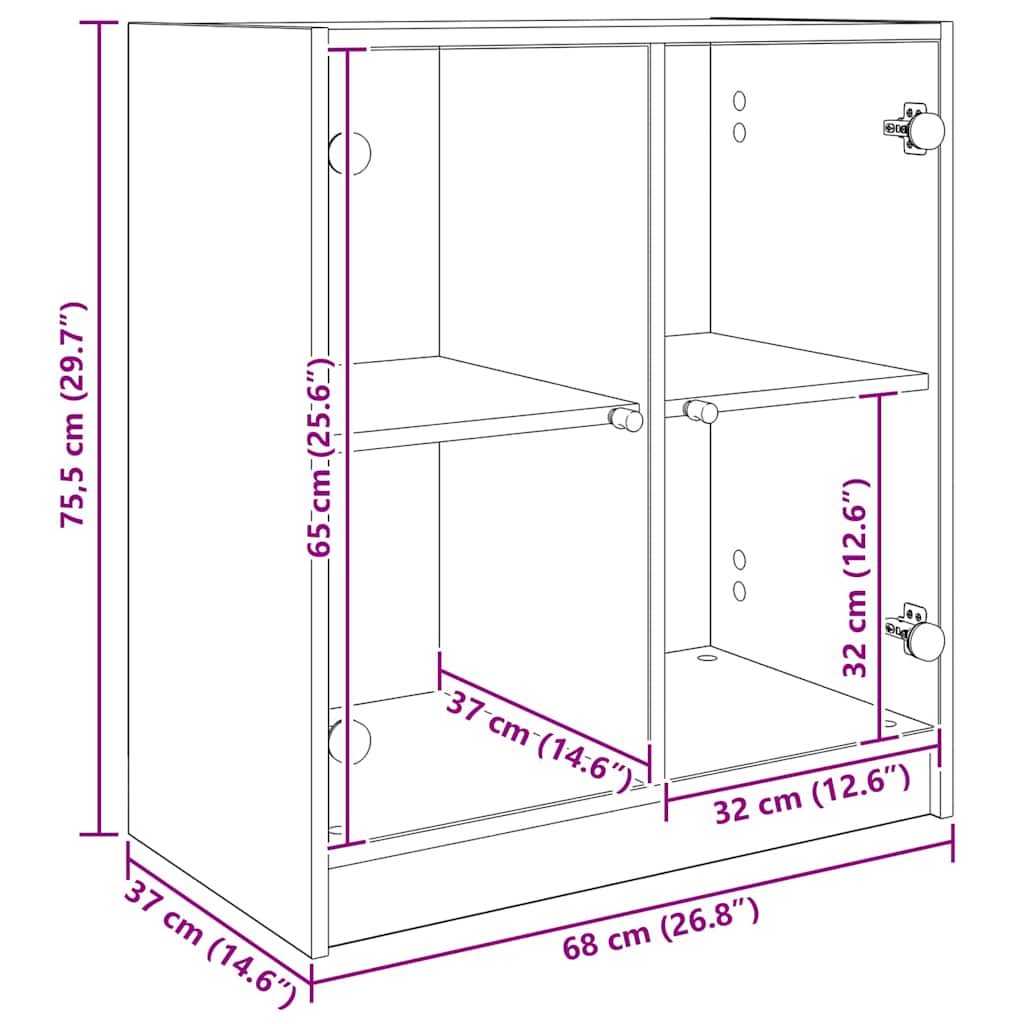 Dulap lateral Stejar Artizanal 68 x 37 x 75,5 cm Lemn compozit — imaginea 12