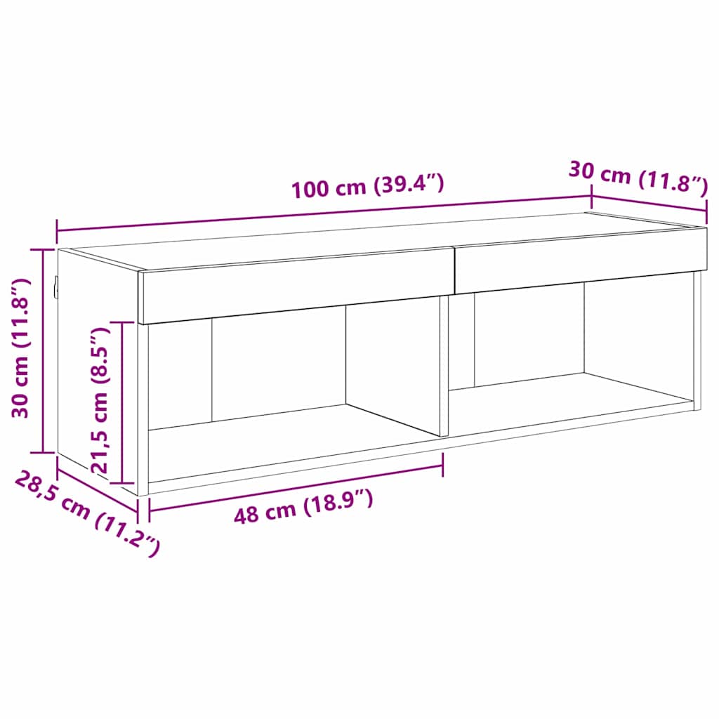 Set comoda TV Lemn Vechi 100 x 30 x 30 cm Lemn compozit — imaginea 13