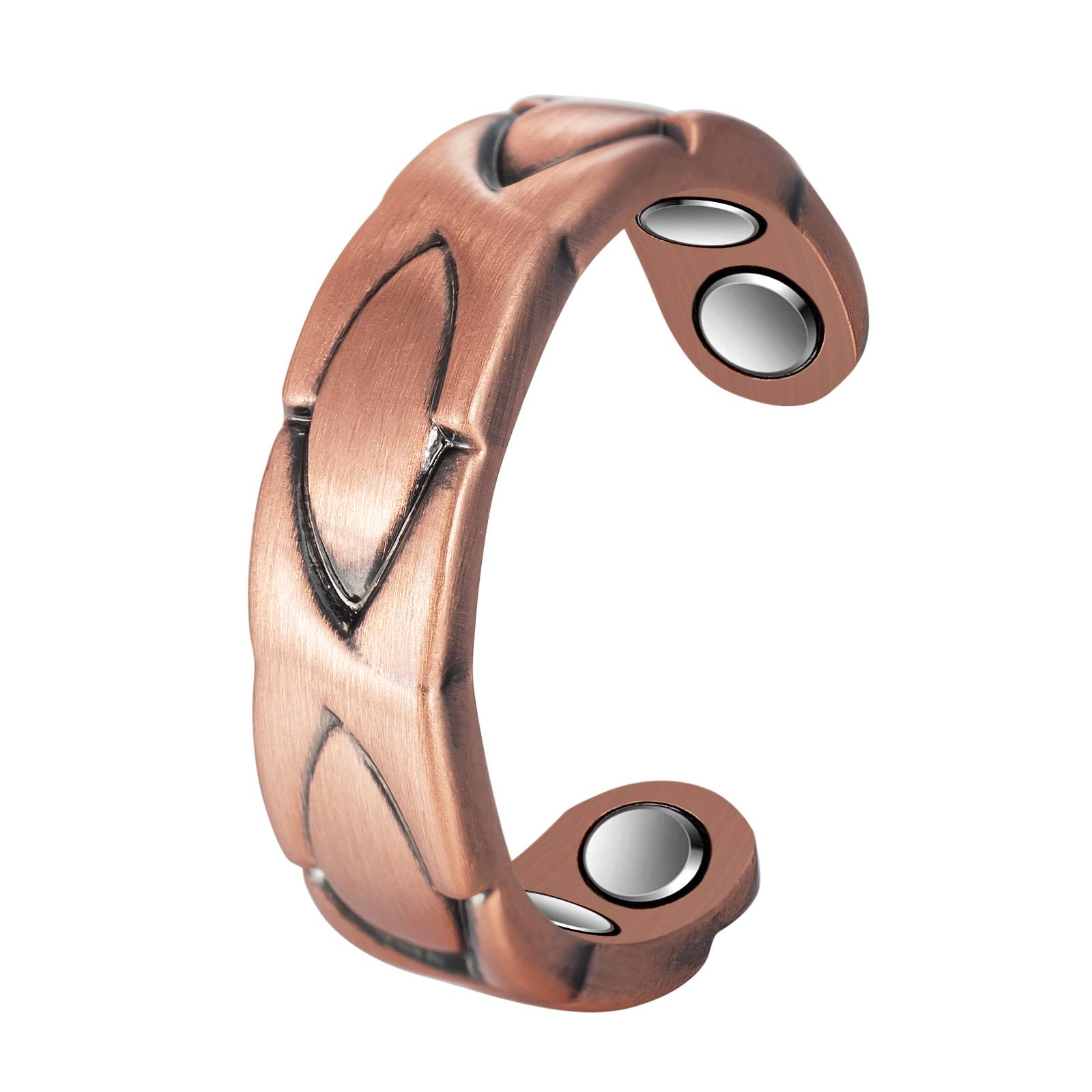 Inel de Cupru Pur 99,99% cu 4 Magneți Terapeutici - Model VS-R10, 57,5 mm