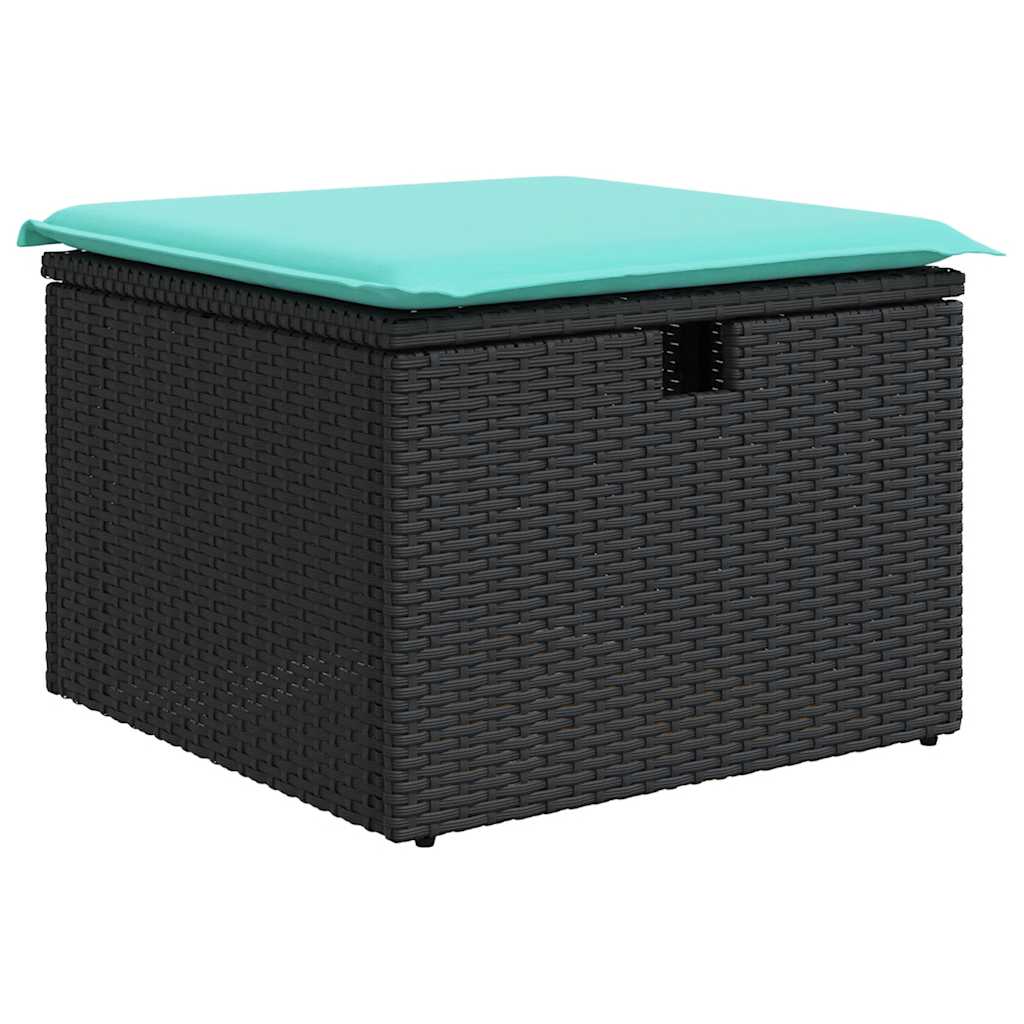 Set mobilier de gradina cu perne, 6 piese, negru, poliratan — imaginea 5