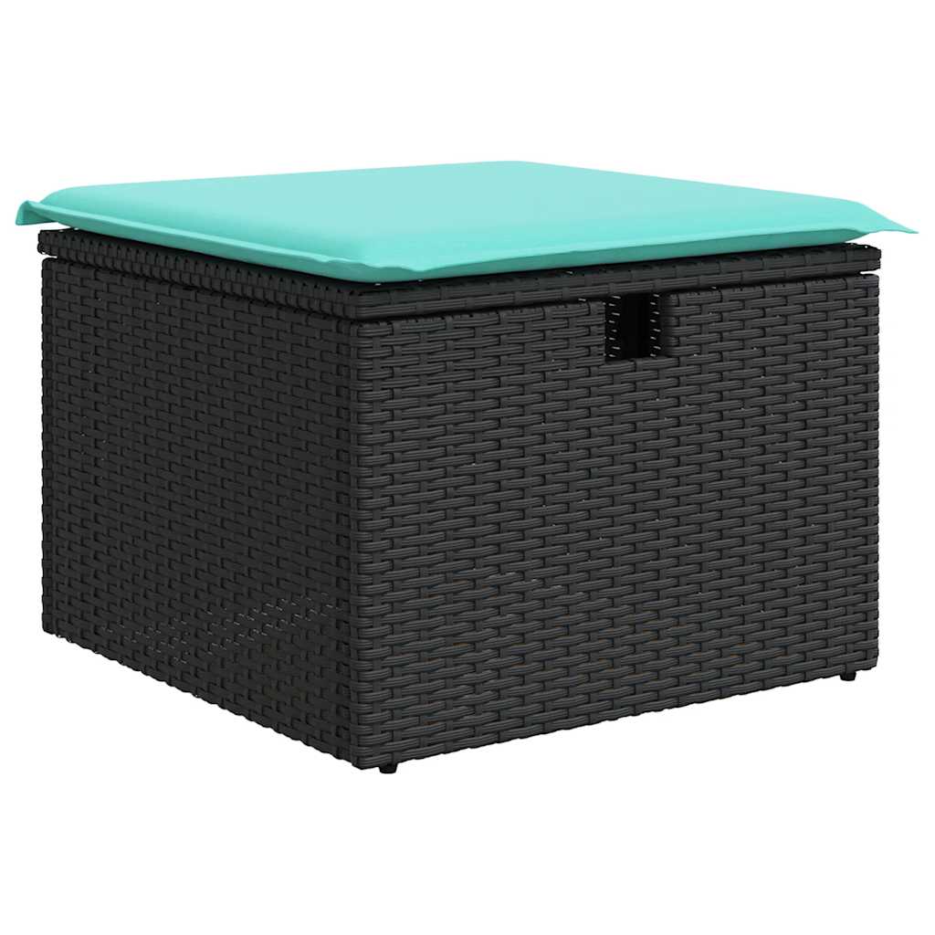 Set mobilier de gradina cu perne, 6 piese, negru, poliratan — imaginea 5