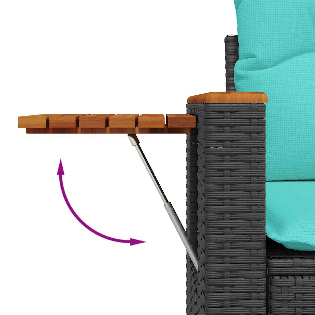 Set mobilier de gradina cu perne, 6 piese, negru, poliratan — imaginea 6