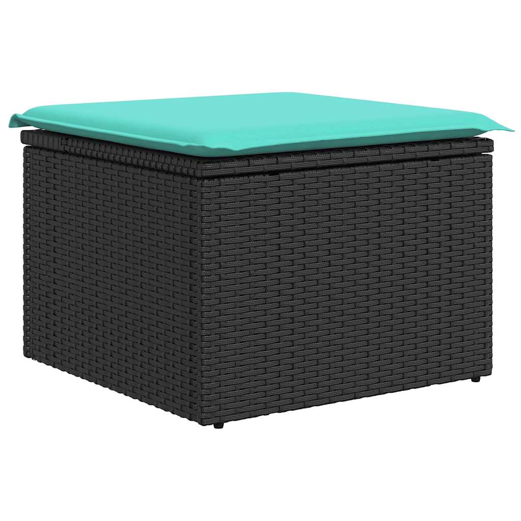 Set canapele de gradina cu perne, 7 piese, negru, poliratan — imaginea 6