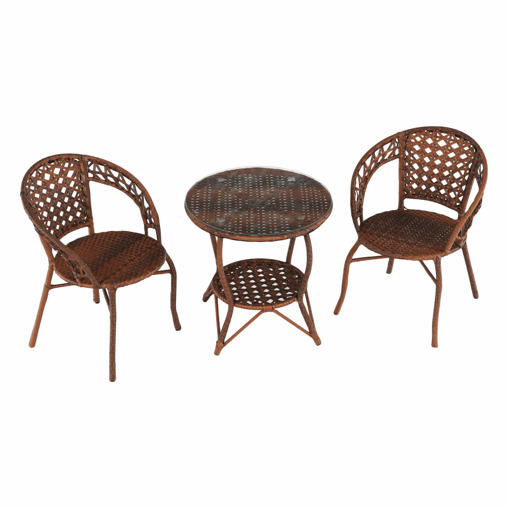 Set de gradina din rattan  1 + 2, maro, JARUB