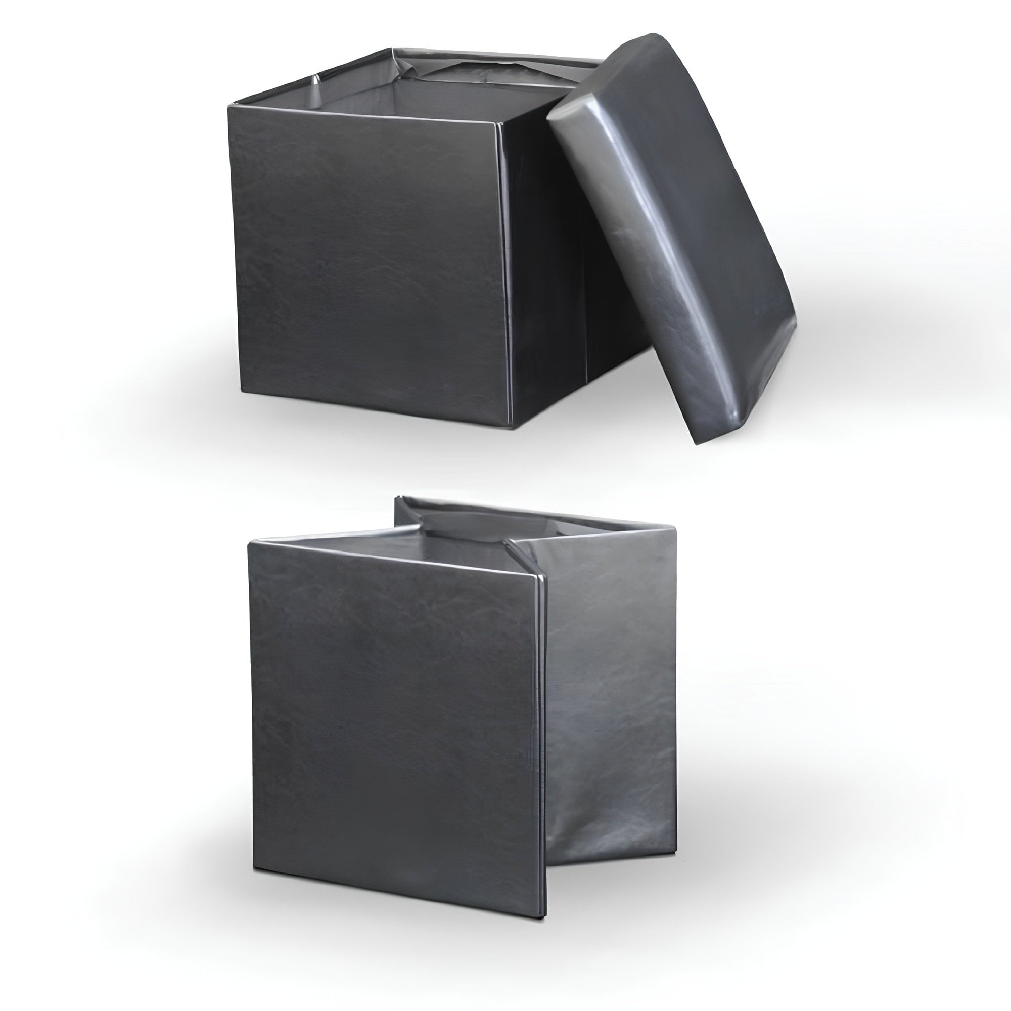 Taburet pliabil, piele eco neagra, TELA NEW