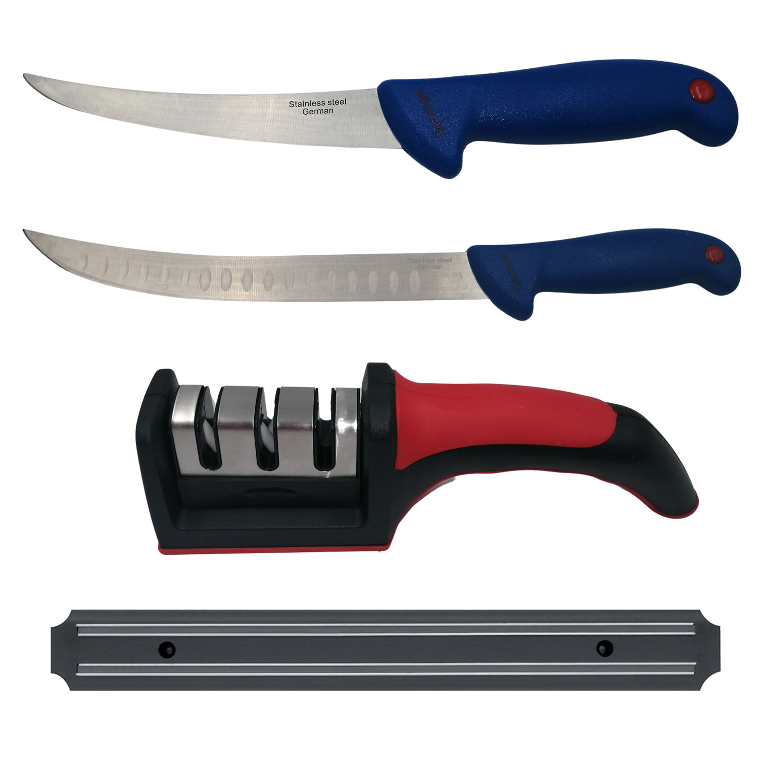 Set de macelarie DEPOX®, filetat, cutitul bucatarului, ascutitoare, suport magnetic si 12 carlige macelarie — imaginea 6