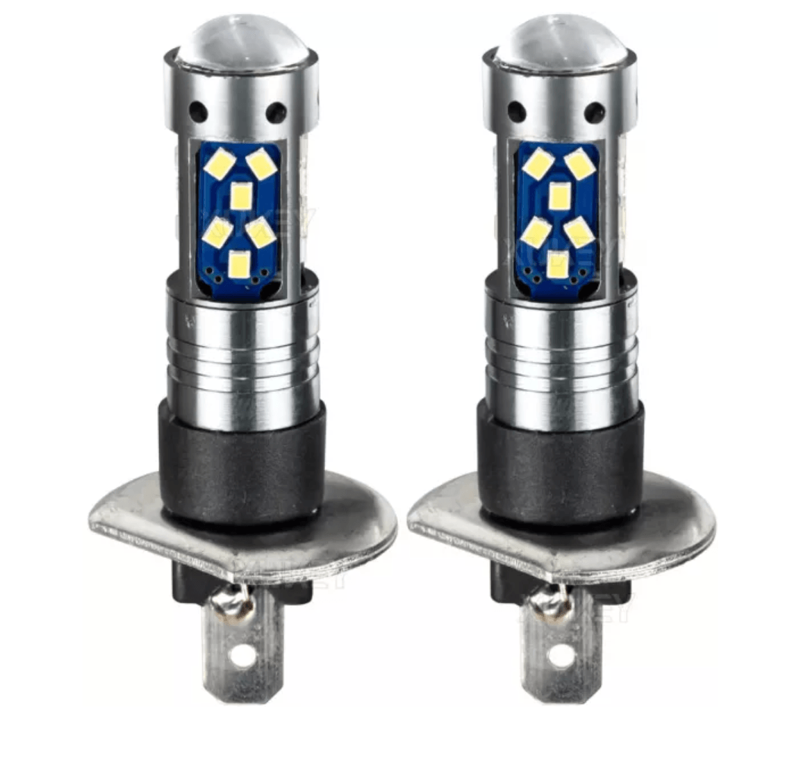 Set 2 becuri auto LED H1 cu lupa 60W 27 SMD 12V 6000K 7000lm - imagine 3