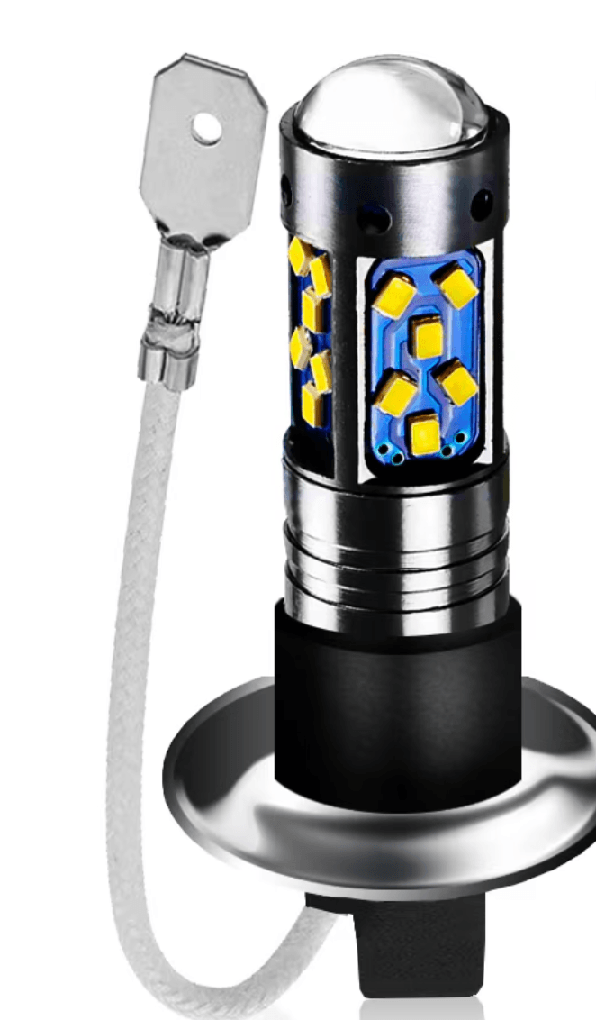 Set 2 becuri auto LED H1 cu lupa 60W 27 SMD 12V 6000K 7000lm - imagine 5
