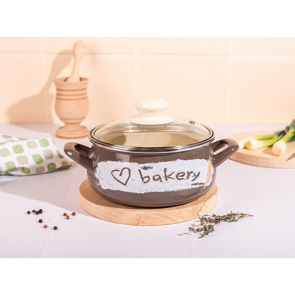 Cratita 3.35l cu capac din sticla Bakery Metalac email/20cm/3.35l — imaginea 2