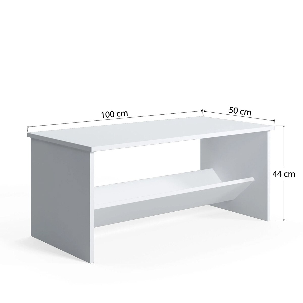 Masuta de cafea Terna, Alb, 100 x 50 x 44 cm — imaginea 2