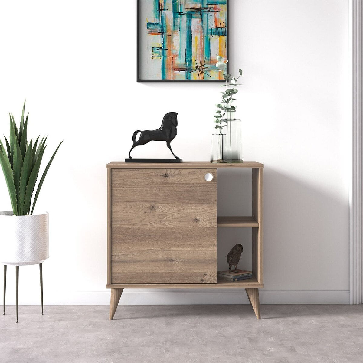 Dulap Raft Cu Usa Vega, Stejar, 75 x 35 x 74 cm — imaginea 2