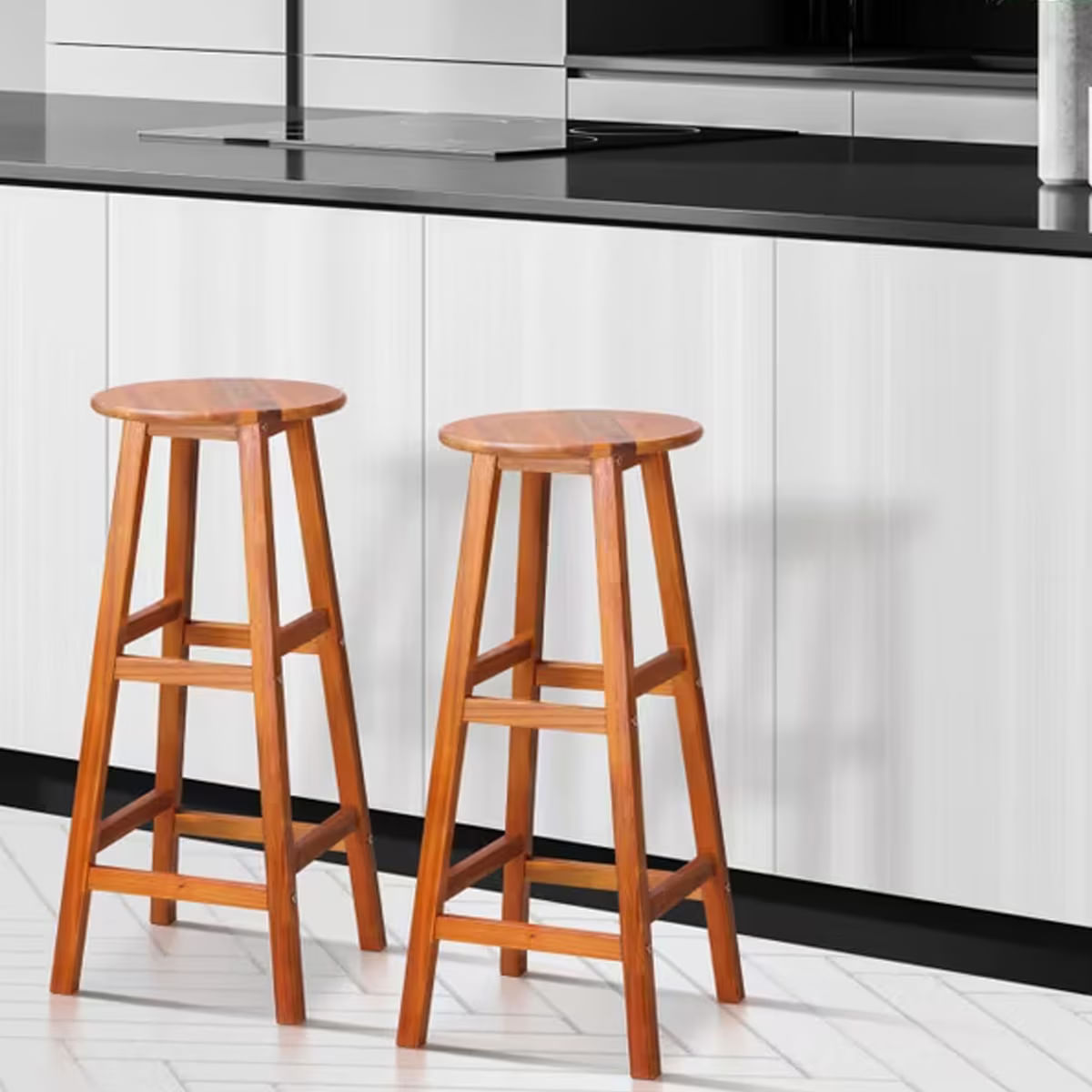 Set doua scaune bar, lemn acacia, 34 cm x 34 cm x 76 cm — imaginea 3