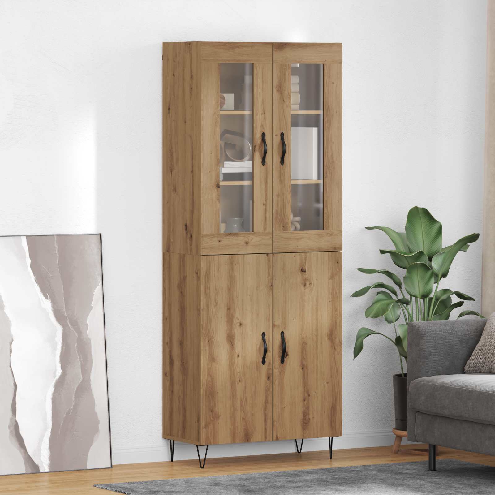 Bufet Stejar Artizanal 69,5 x 34 x 180 cm Lemn compozit — imaginea 2