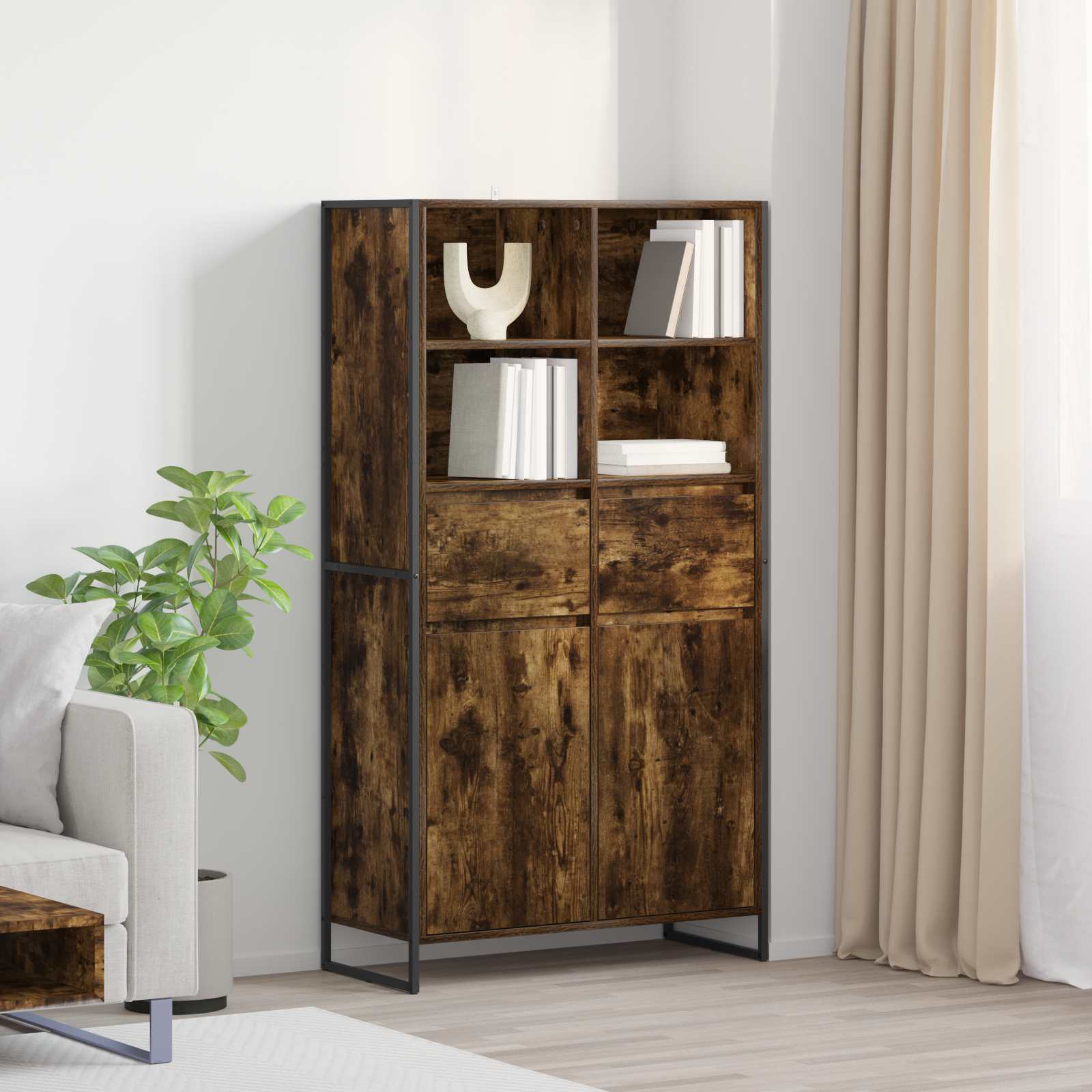 Bufet 2 pcs Stejar fumuriu 81 x 36 x 150.5 cm Lemn compozit — imaginea 2