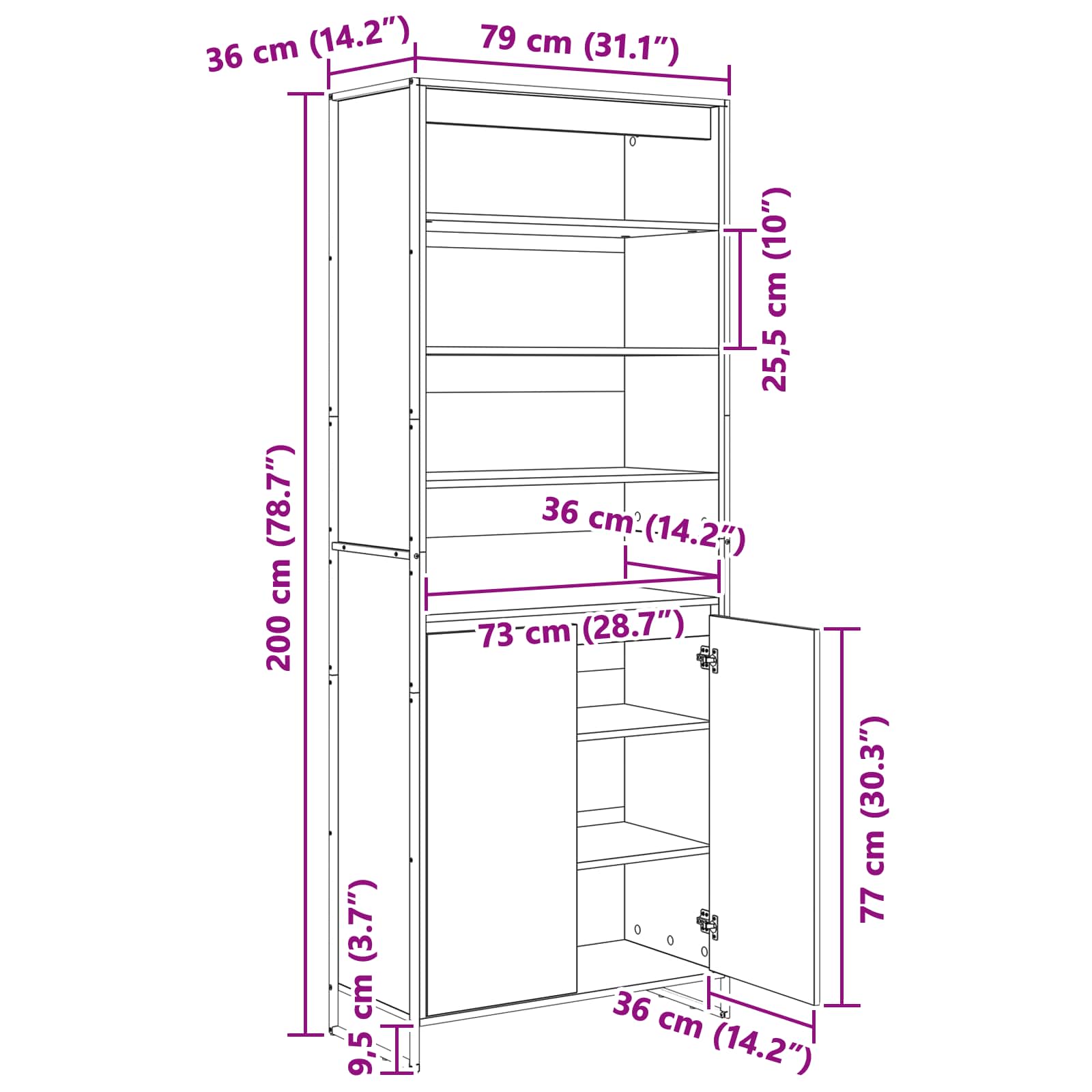Dulapuri Inalte 2 pcs Stejar artizanal 60 x 36 x 300 cm — imaginea 12