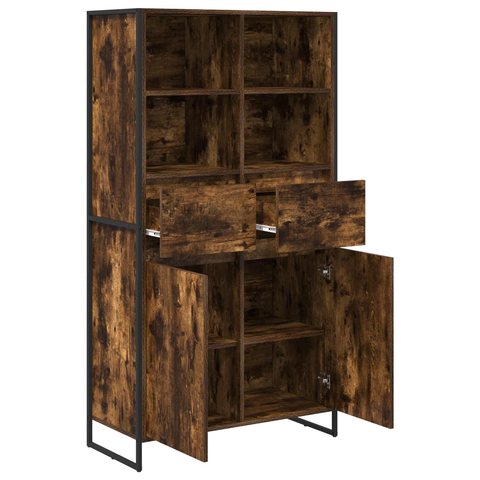 Bufet 2 pcs Stejar fumuriu 81 x 36 x 150.5 cm Lemn compozit — imaginea 5