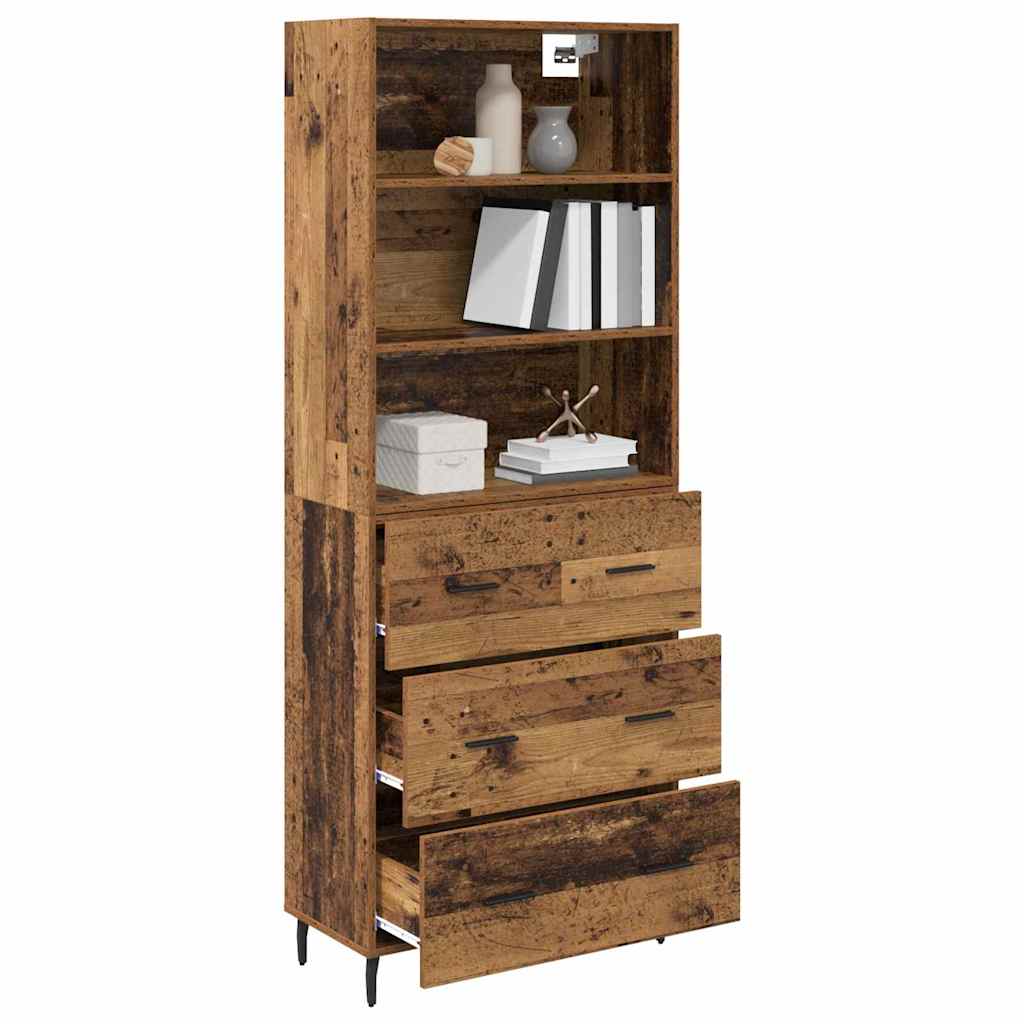 Bufet cu sertar 2 pcs Lemn Vechi Lemn Stratificat si Sticla — imaginea 4