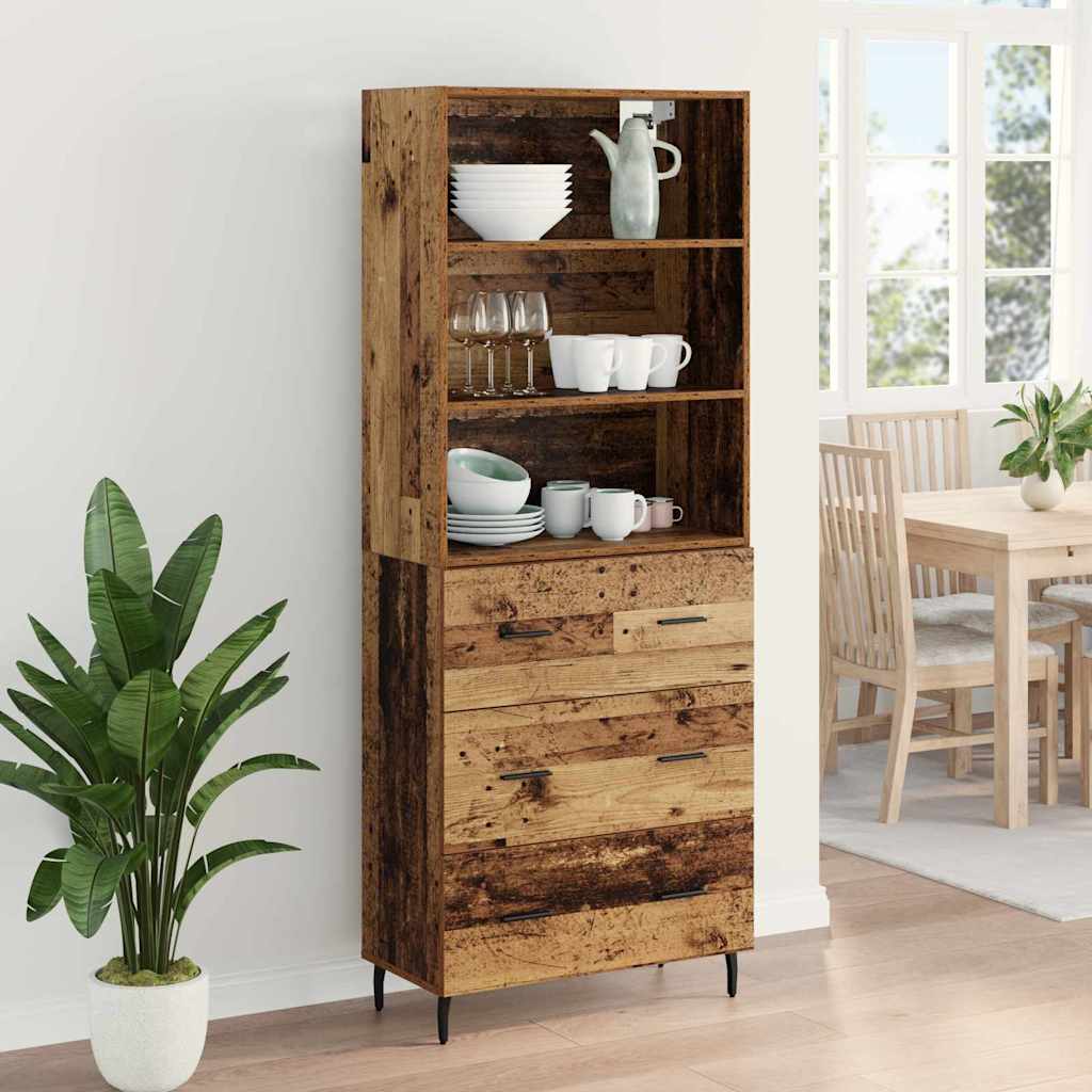Bufet cu sertar 2 pcs Lemn Vechi Lemn Stratificat si Sticla — imaginea 5