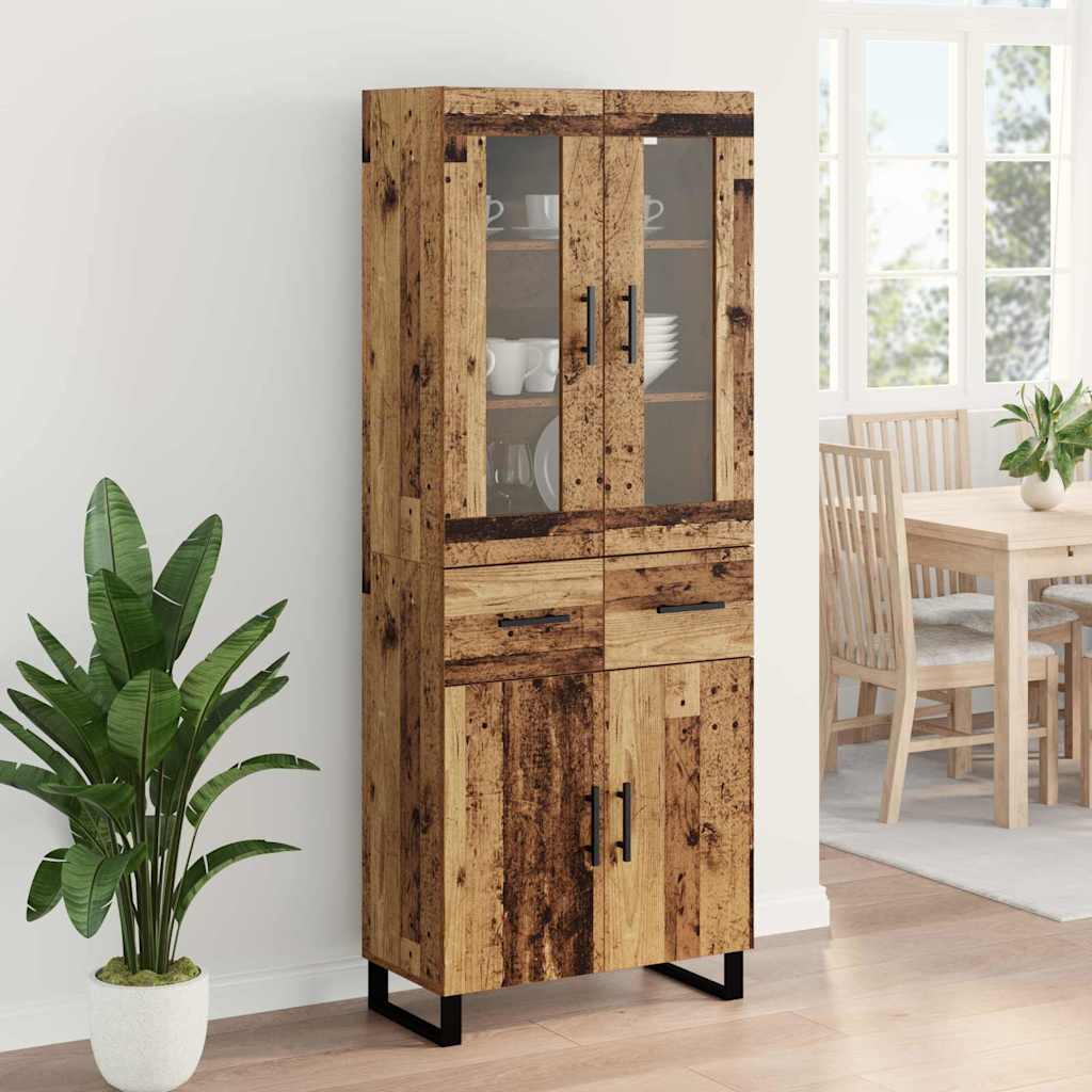Bufet cu sertar 2 pcs Lemn Vechi Lemn Stratificat si Sticla — imaginea 5