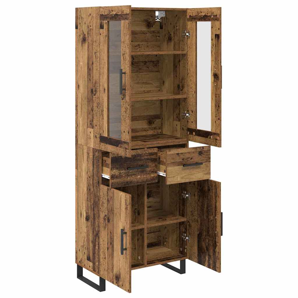 Bufet cu sertar 2 pcs Lemn Vechi Lemn Stratificat si Sticla — imaginea 6