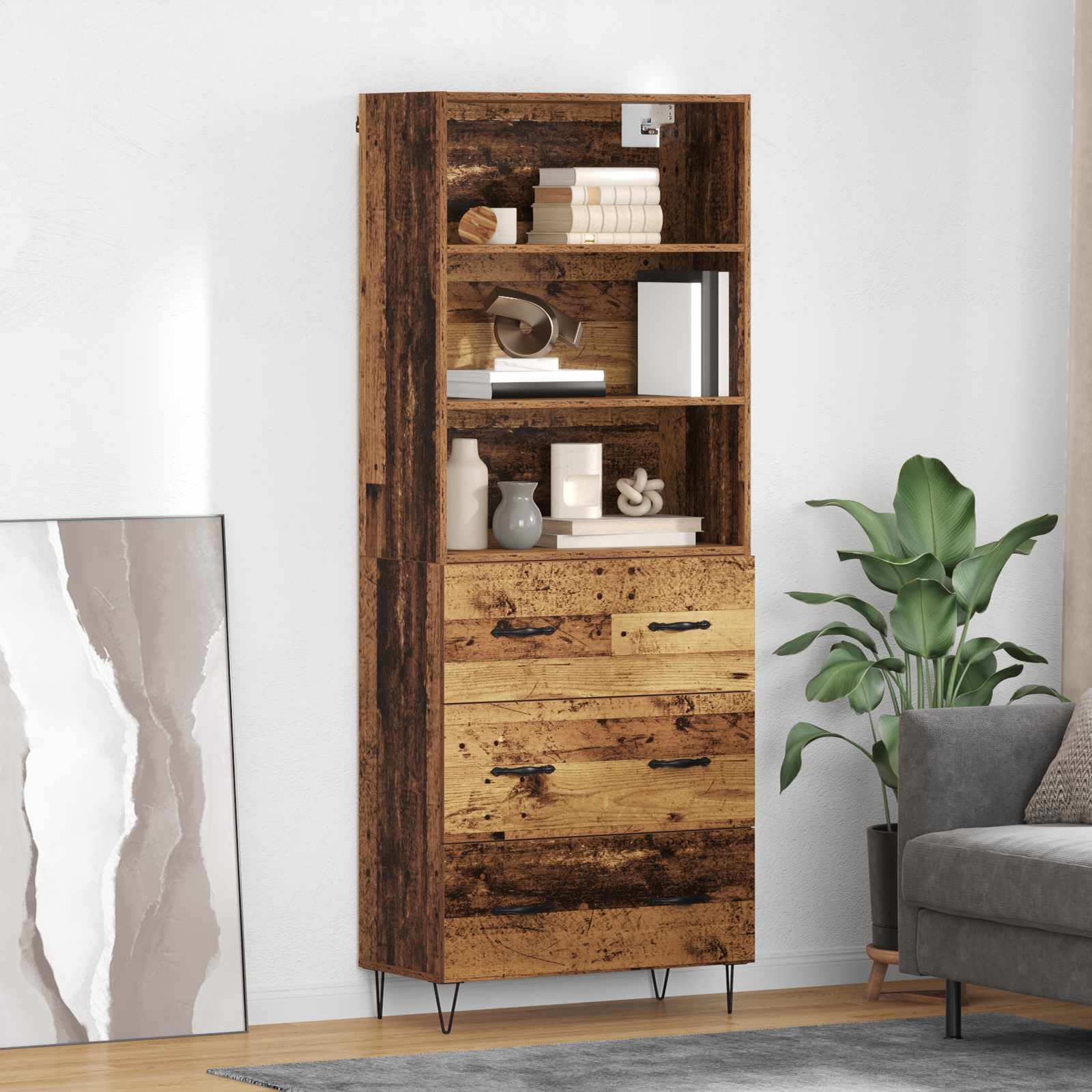 Bufet cu sertar Lemn Vechi 69,5 x 32,5 x 180 cm Lemn compozit — imaginea 2